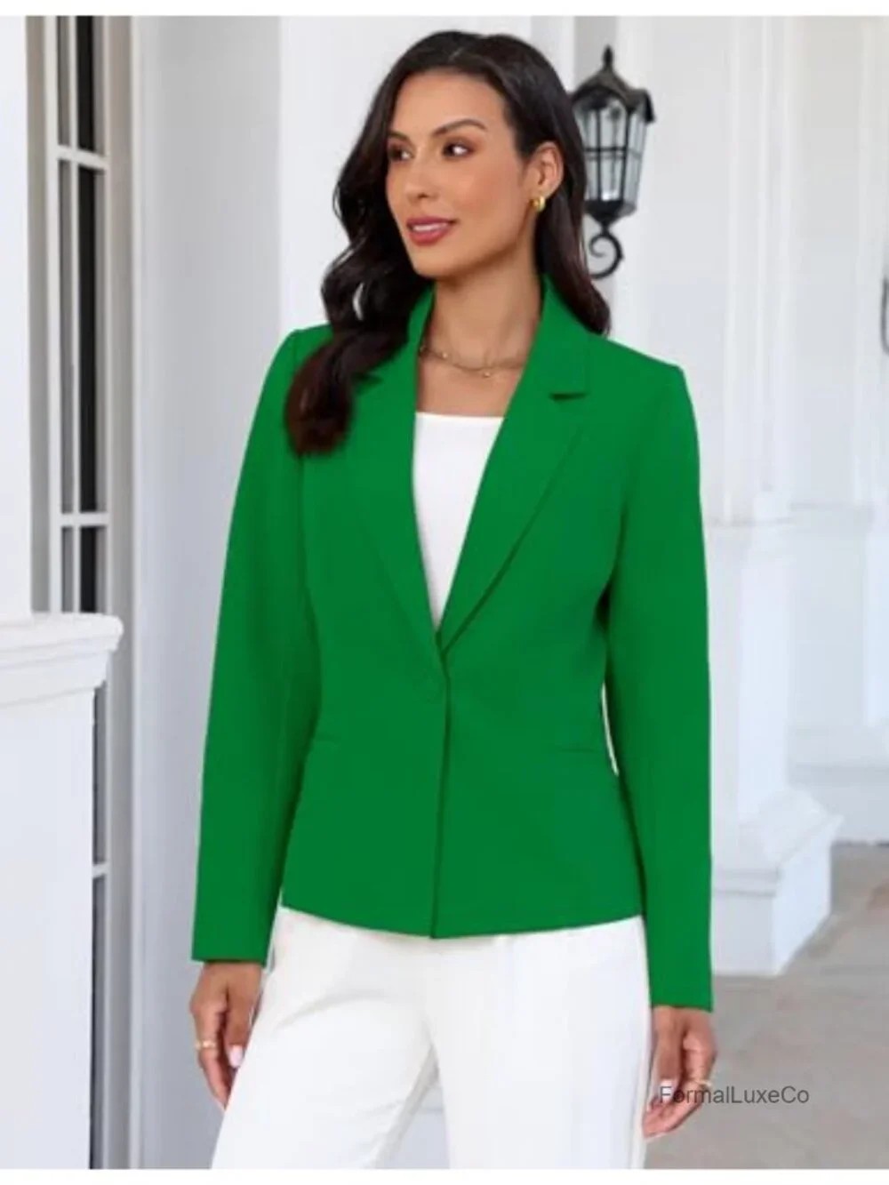 Business Casual Blazer with Pockets Notch Lapel Suit Jacket Work Office